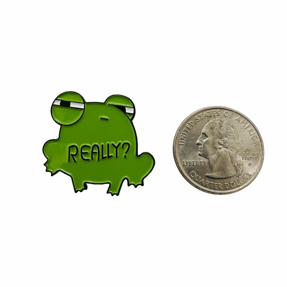 ✨Cartoon Green Cute frog letters Enamel Pin Animal Alloy Metal Brooch✨ - Picture 5 of 5